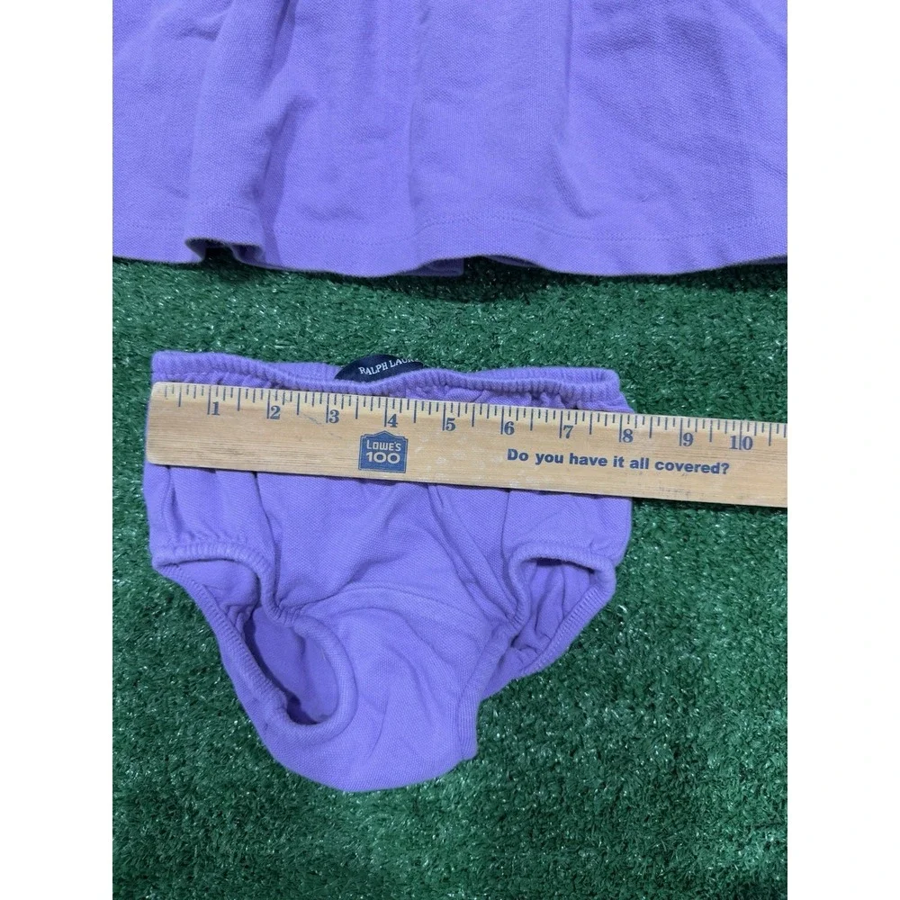 Ralph Lauren Purple Cotton Dress‎ with Matching Bloomers Baby Girl 18M